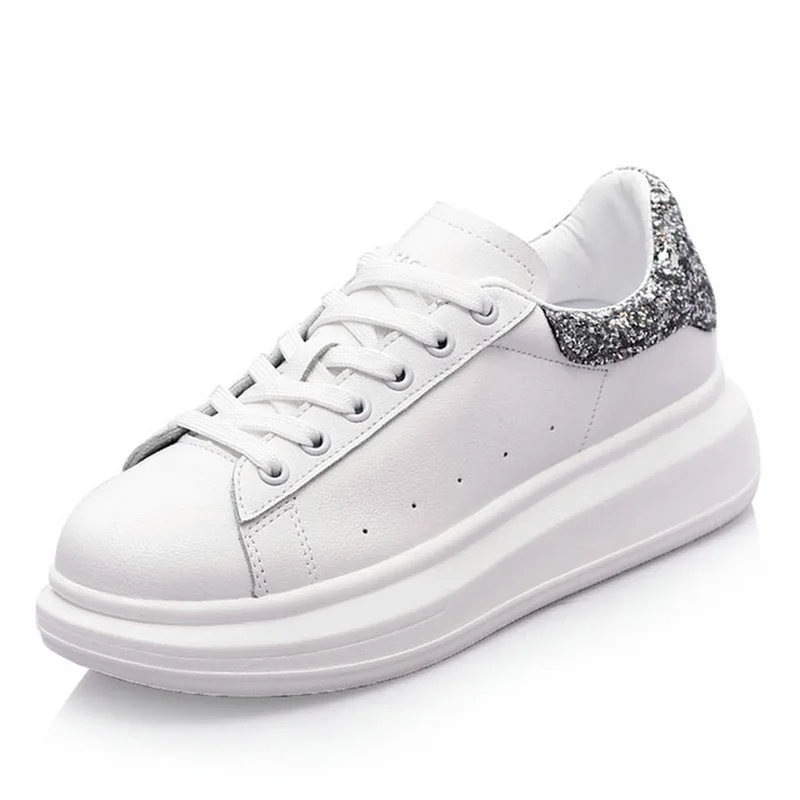 

Spring new shoes white and gold plated ladies thick bottom student casual ladies earring with women's shoes Chaussures de spor