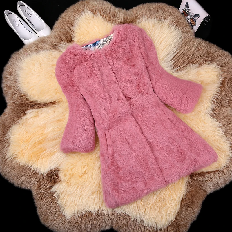 

Real rabbit fur coat outerwear women plus size S - 6XL medium long fur coats ladies winter jackets 2017 autumn winter