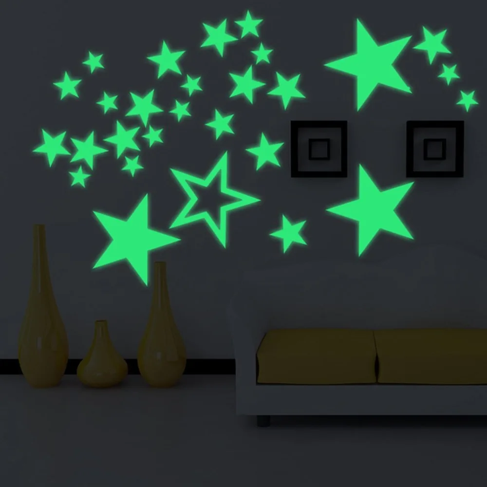 3D Stars Glow In The Dark Wall Stickers Luminous Fluorescent Wall