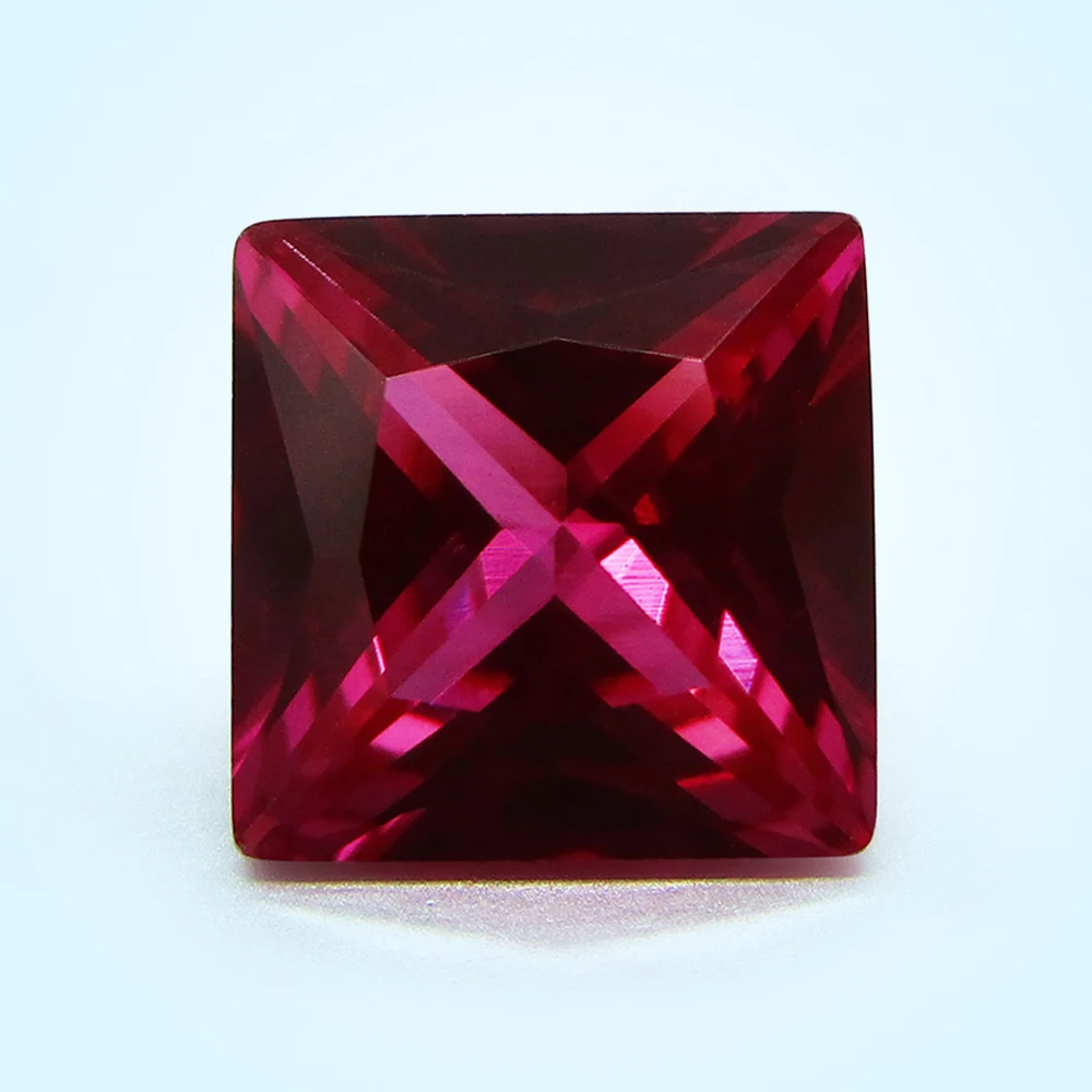 

Free Shipping 2x2mm~12x12mm 5# Red Stones Square Shape Princess Cut 5A Synthetic Rubi Corundum Stone for Jewelry