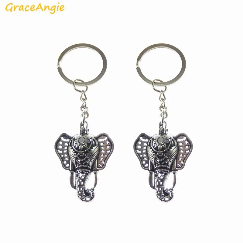 GraceAngie 1 шт. пустотелая клетка слона медальон подвеска брелок для ключей диффузор
