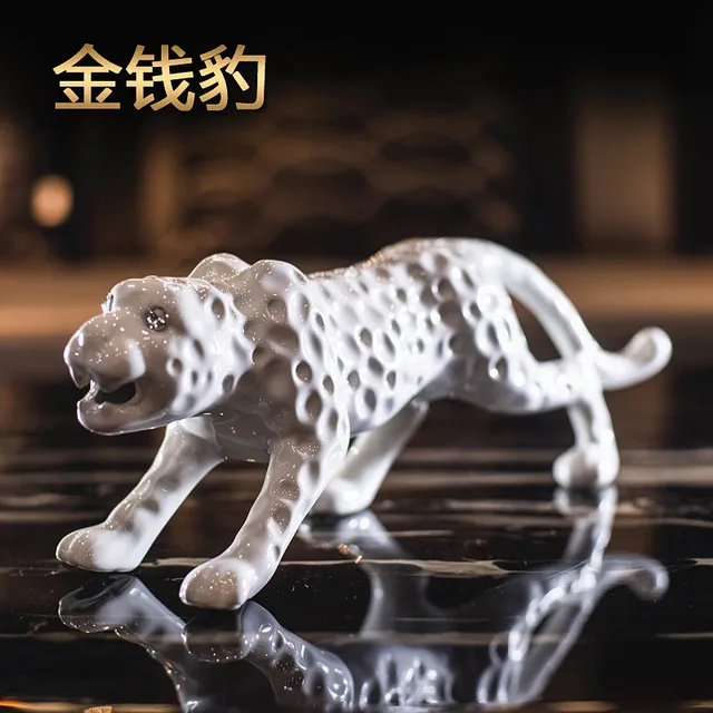 Ceramic, leopard, lucky, panther figure, ornaments, Home decor figurine, creativity, decoration