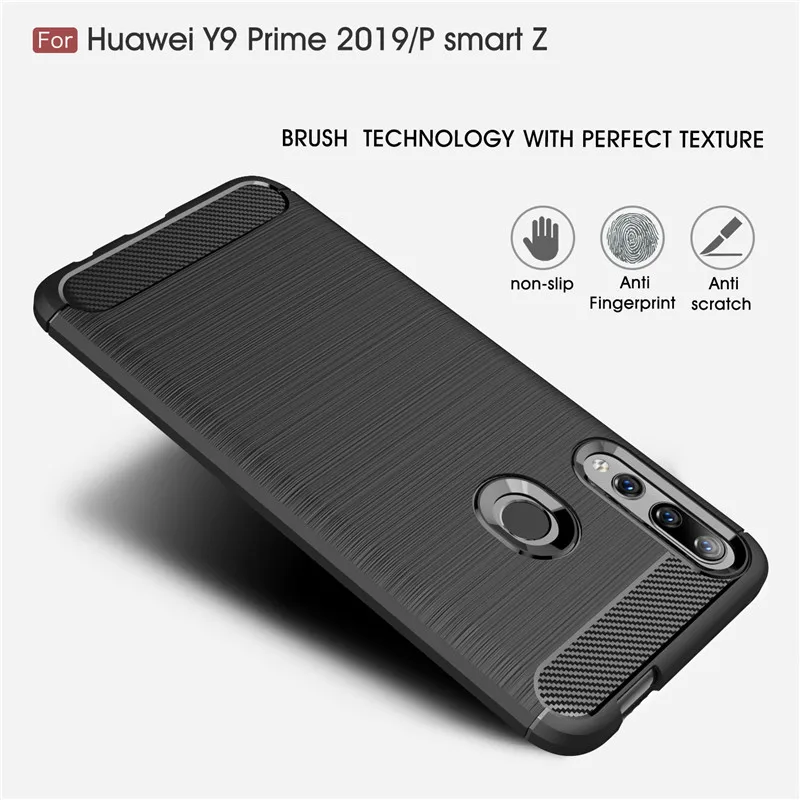 

For Huawei Y9 Prime 2019 case Rubber Carbon Fiber Soft TPU Bumper Cover For Huawei P Smart Z Ultra Slim Silicone Coque Fundas