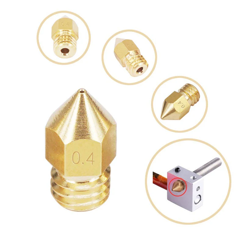 Mk8 Brass 3d printer nozzle 0.2/0.3/0.4/0.5/0.6/0.8/1.0 mm Copper Threaded Extruder Mk8 3d printer Parts 1.75/3mm