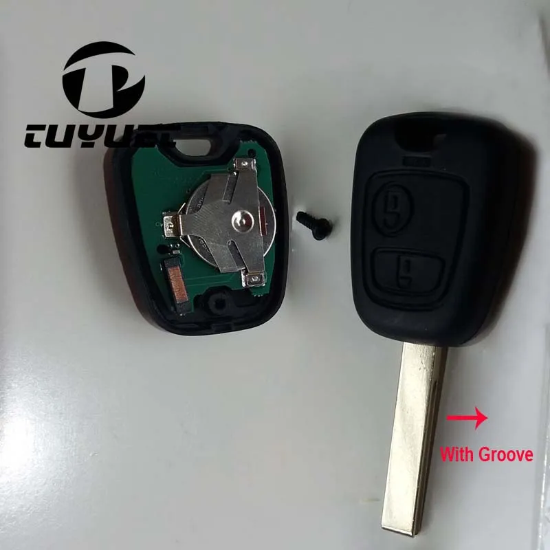 2 Buttons Remote key For Peugeot 307 434mhz With Electronic ID46 Chip(With Groove Blade)