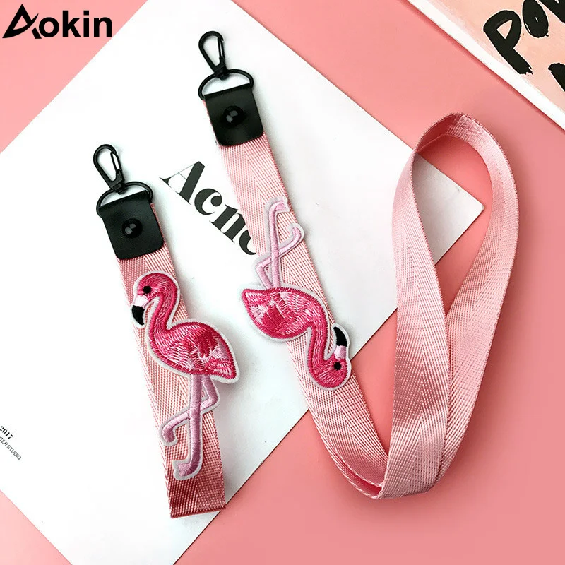 Aokin Flamingo Lanyard ID Pass Card Badge Holders Phone