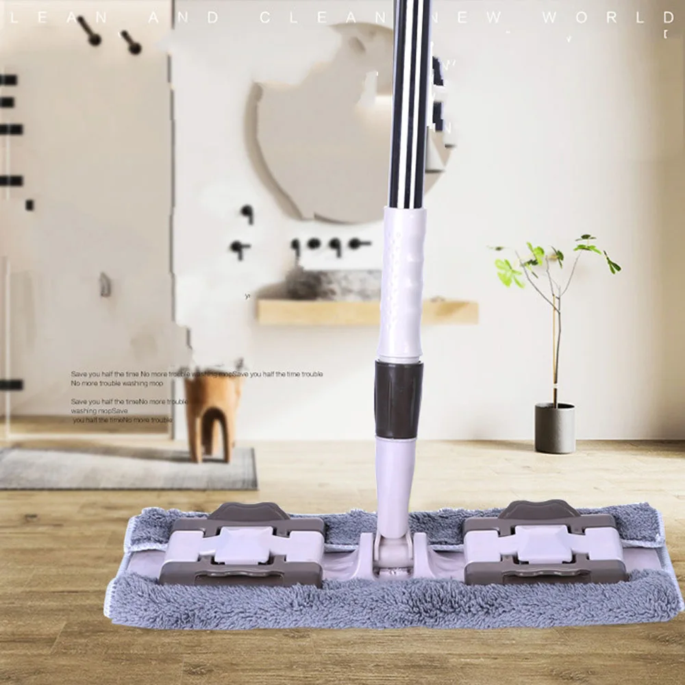 

360 Degree Magic Flat Mop Floor Telescopic Handle Mops Home Kitchen Tiles Cleaning Tools Spin Rotating Superfine Fiber Swabs Mop