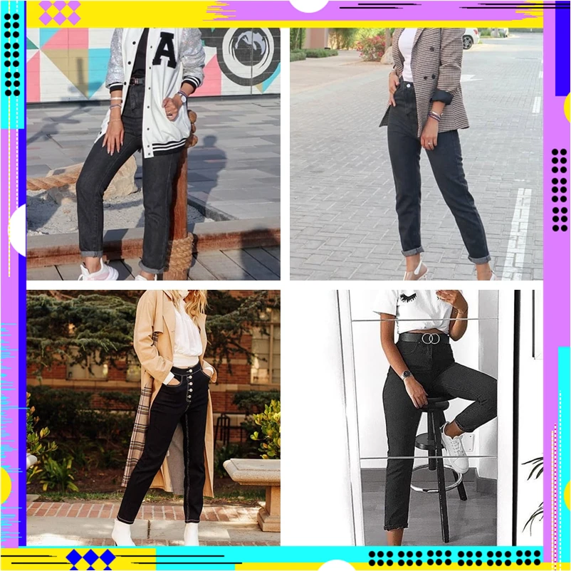 ROMWE/укороченные свободные джинсы со средней талией, повседневные дизайнерские женские джинсы, светильник на черной пуговице, весенние осенние прямые джинсы