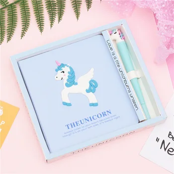 

Kawaii Animal Flamingo Unicorn Notebook Stationery With Gel Pen Blank Paper Diary Notepads Sketchbook For School Supplies