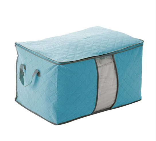 Бамбуковый уголь, сумка для хранения одежды, стеганая Коробка Для Хранения Чехол, органайзер для постельных принадлежностей, не-деревянный мешок, подарок, Прямая поставка - Цвет: SkyBlue