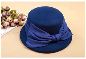 Женская винтажная шерстяная шляпа-010/шерстяные мягкие шляпы/ модные дизайнерские шляпы и кепки/осенние и зимние шерстяные шапки для женщин - Цвет: Blue