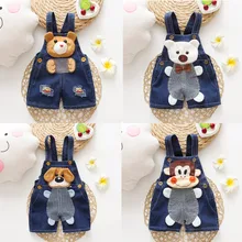 Короткое прямое хлопковое детское платье для девочек Детские шорты для девочек летние Повседневное 3D Носки с рисунком медведя из мультика для собак в целом джинсовые штаны для маленьких мальчиков детская одежда K523