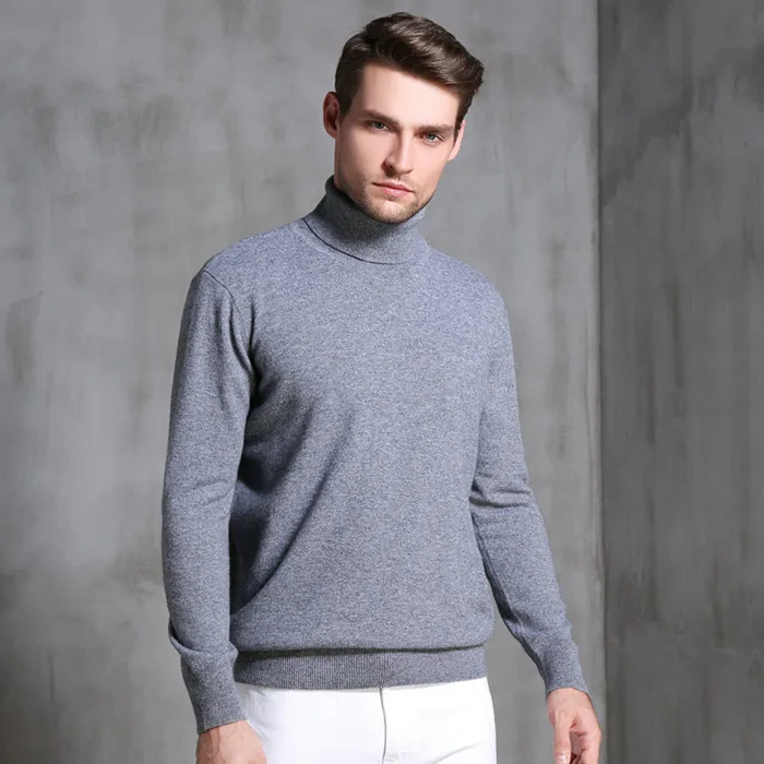 LHZSYY мужской осенний и зимний новый 100% кашемировый свитер с высоким отворотом Тонкий вязаный пуловер сплошной цвет досуг высокого качества