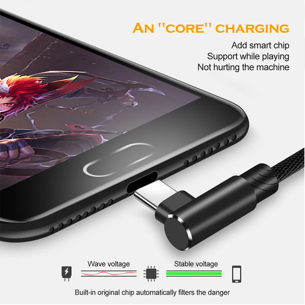 Кабель USB Type C для быстрой зарядки Samsung Xiaomi Huawei кабель типа 90 градусов 3 м мобильный