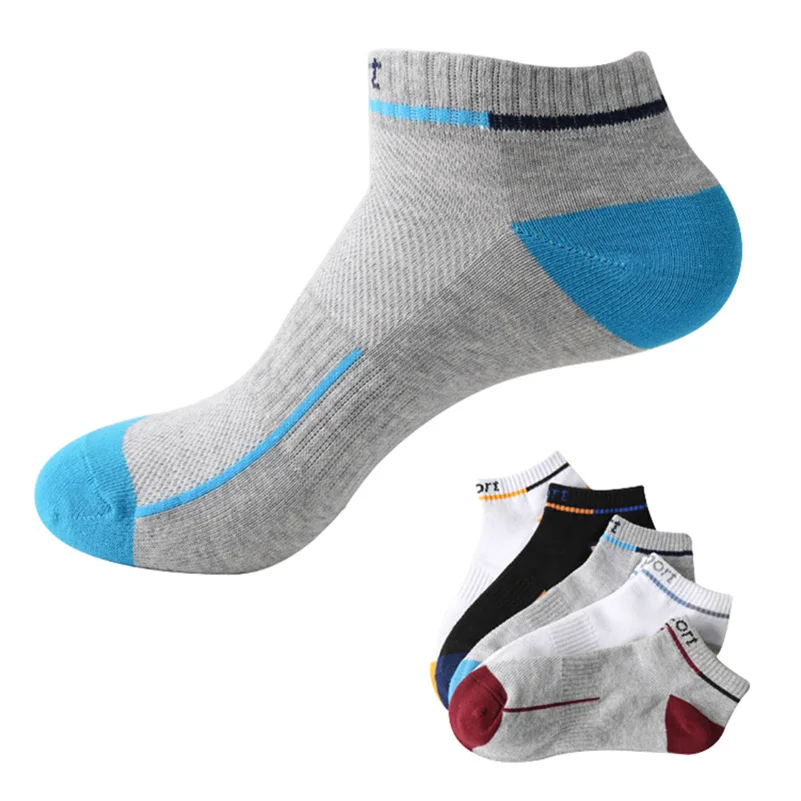 5 пар Для мужчин хлопковые носки Для мужчин s одноцветное Цвет модные мужские носки-башмачки с открытым носком впитывающие короткие носки