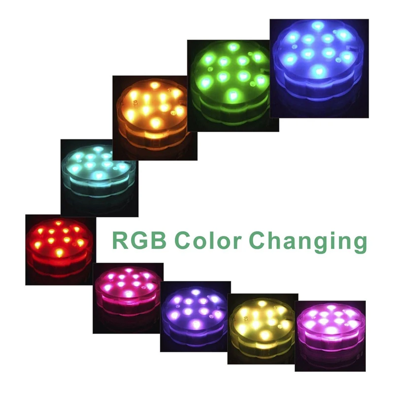 10 светодиодный s RGB светодиодный подводный свет бассейн для дайвинга IP67 водонепроницаемое устройство лампа Батарея для Свадебная вечеринка Управление