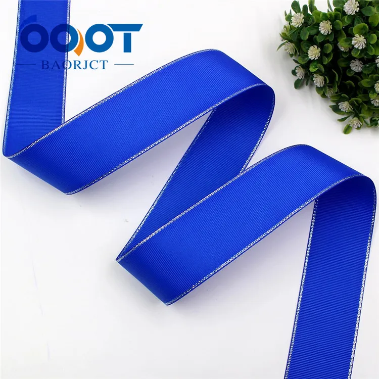 OOOT BAORJCT I-19316-595 38 мм 10 ярдов Серебряный двусторонний grosgrain ленты, DIY лук кепки аксессуары и украшения - Цвет: I-19316-602