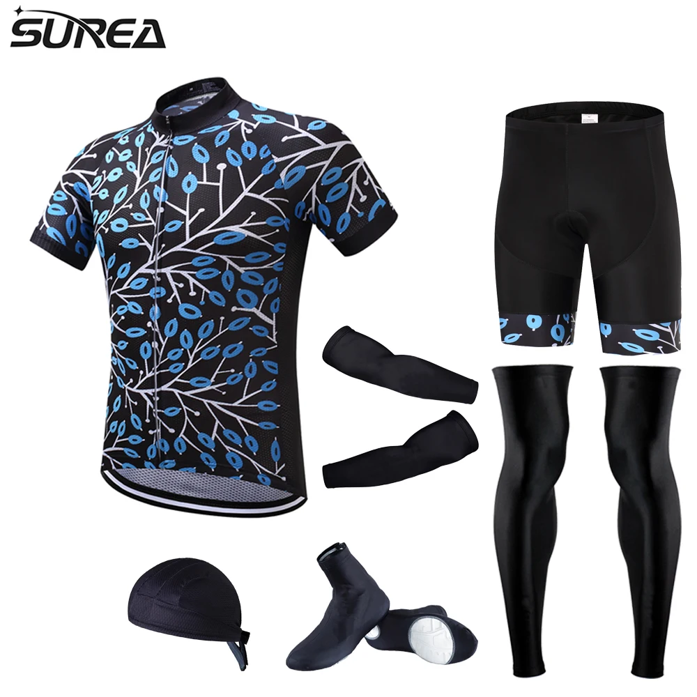 

Cycling jersey hombre 2017 SUREA summer full short Sleeve jersey sets Breathable 3D Padded Bicycle mtb ropa ciclismo FSU12