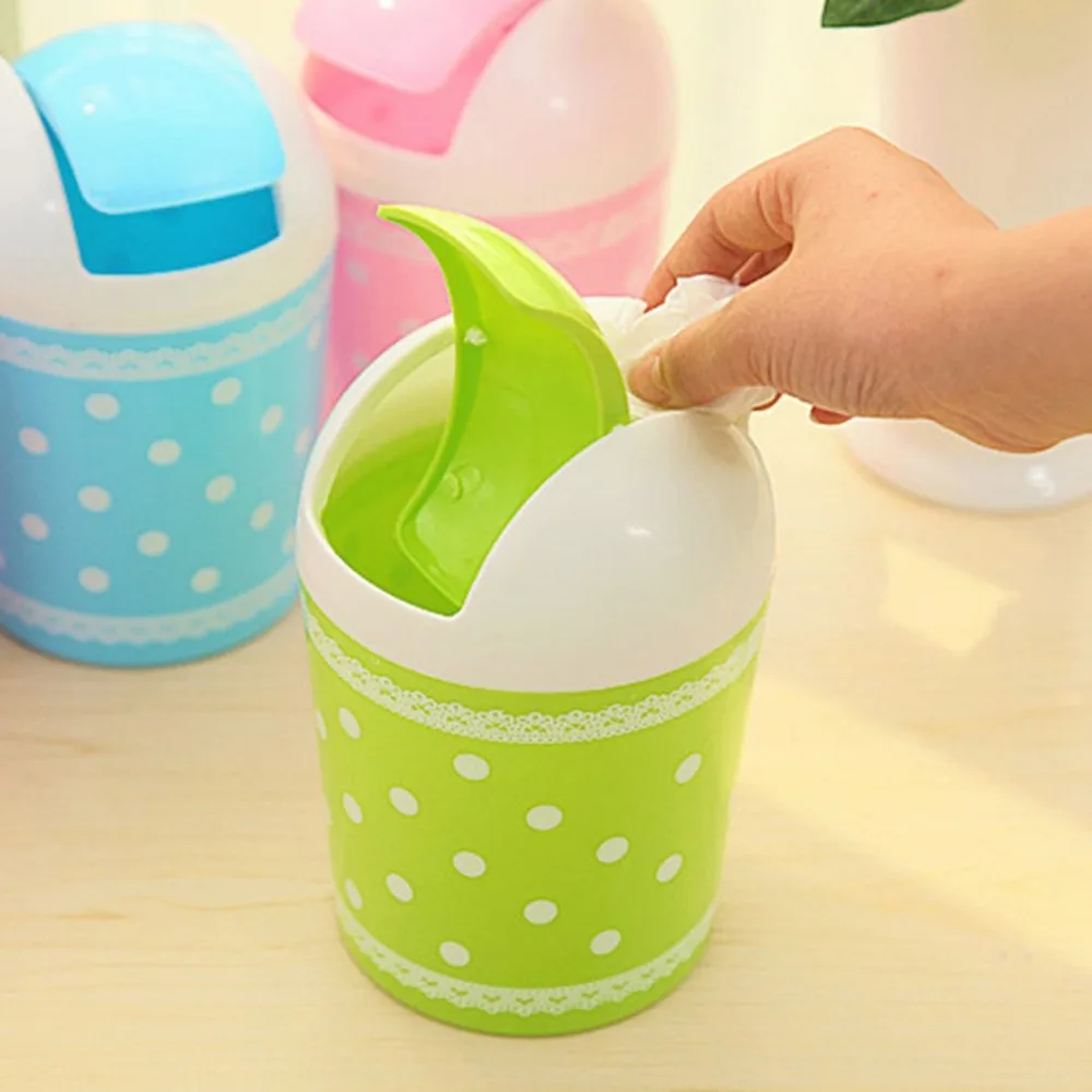 

Mini bathroom Lace Dot trash can bag holder garbage bins storage bin dustbin car garbage waste basket small garbage pencil cup
