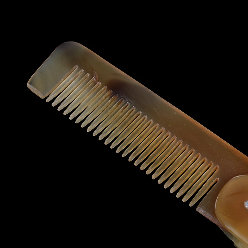1 шт складной Для Мужчин's борода расческа натуральный роговой гребень Антистатическая широкая зубная паста массаж Мужская щетка для усов, щетка для бритья, инструмент для ухода за волосами