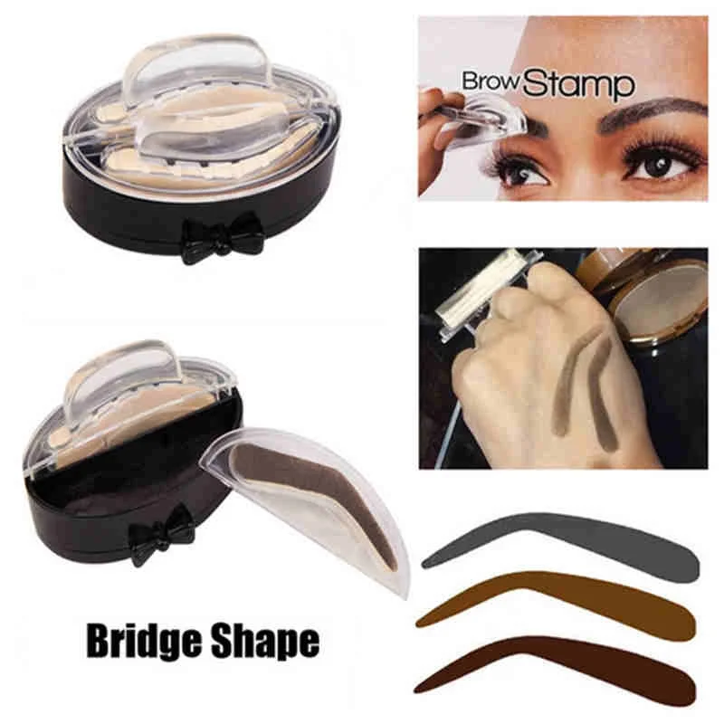 3 Colors Eyebrow Powder Seal Shadow Set Waterproof Stamp Easy to makeup Palette Tool | Красота и здоровье