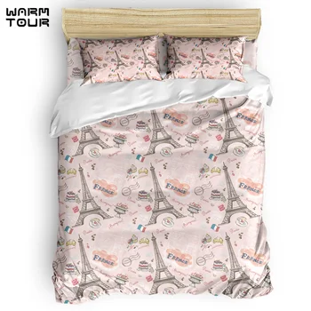 

WARMTOUR Duvet Cover Pink Paris Duvet Cover Set 4 Piece Bedding Set For Beds DHL Shipping Methods