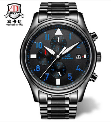 

5A Auto mechanical wristwatch BinkadaTurbilon Auto mechanical 30M fashion Multifunction luxury watch H1007 Men watch