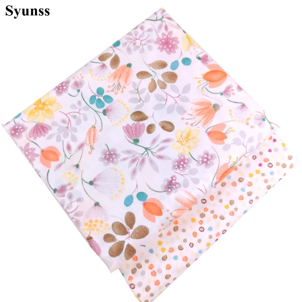 Syunss Diy Patchwork Cloth For Quilting Baby Cribs Cushions Dress Sewing Tissus Orange Floral Dot Printed Cotton Fabric Tecido