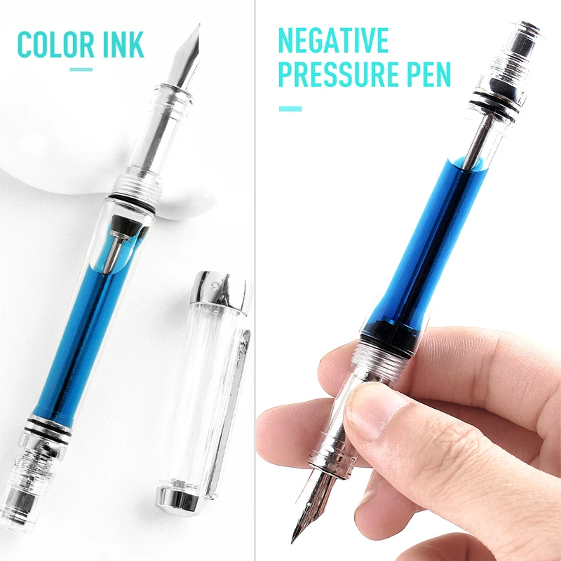 

transparent Fountain Pen pen students Office stationery 0.5mm 0.38mm nib calligraph piston ink Pens JFlyer