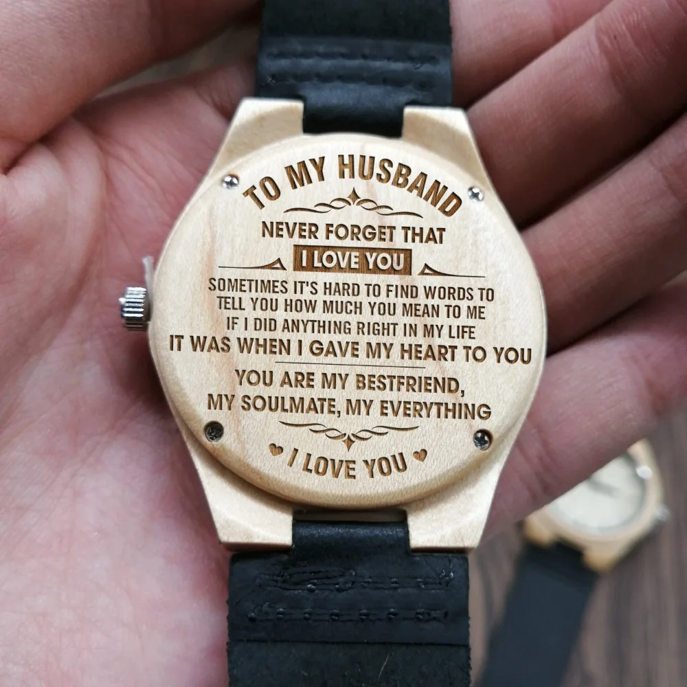 

ENGRAVED CARVED WOODEN WATCH IN A HEARTBEAT I'LL KEEP CHOOSING YOU TO MY HUSBAND
