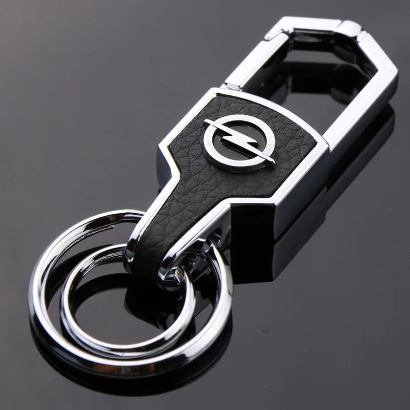 

Car styling Silver Leather Car Key Ring Keychain Key Chain Auto Pendant Key Holder For Opel insignia zafira corsa astra Chaveiro