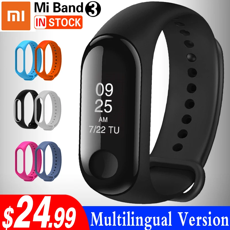 

Xiaomi Mi Band 3 Smart Wristband Touch Screen OLED Message Heart Rate TimeFitness Bracelet Smartband