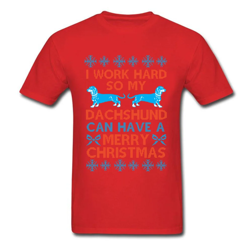 Dachshund Christmas V2 Tops Tees Faddish O Neck Printing Short Sleeve 100% Cotton Adult T-shirts Printed Tee-Shirt Dachshund Christmas V2 red