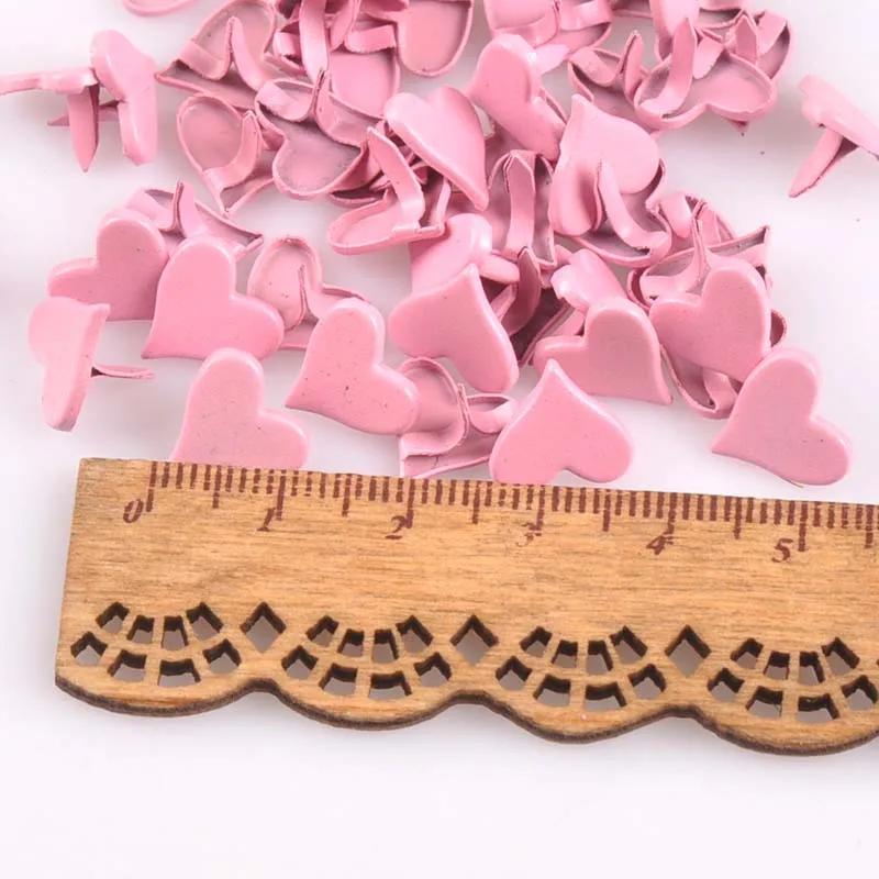 Metal Brads Scrapbooking Decoration 50PCs 11x8mm Mix Lovely Heart Brads Scrapbooking Embellishment Fastener Brads Metal Crafts For shoes Decoration CP1926