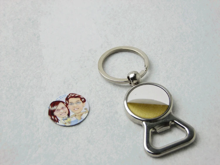 

20pcs/lot Blank Sublimation Bottle opener metal key chain bag pendants can print photo custom design gift OPP packing 09