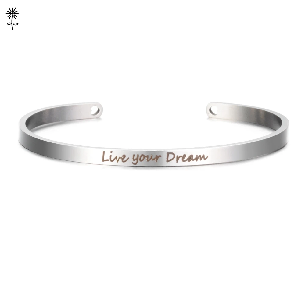 Розовое золото пользовательский лазер Выгравированный позитивный навевающий вдохновение браслеты с цитатами манжета мантра браслеты юбилейные подарки для женщин SL-009 - Окраска металла: B1