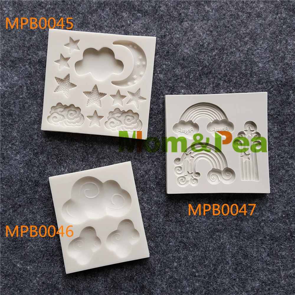 Силиконовая форма Mom &amp Pea MPB0045-7 Moon Cloud Rainbow для сахарной пасты 3D украшение торта с