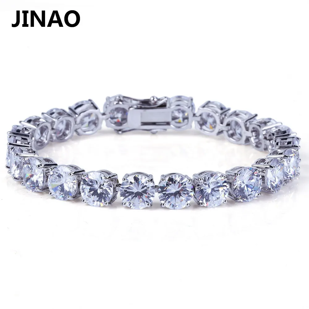 Tanie JINAO 4mm 5mm męska aaa sześcienne cyrkon bransoletka tenisowa złoty kolor srebrny Iced Out 1 wiersz łańcuch bransoletka Hip Hop biżuteria prezenty