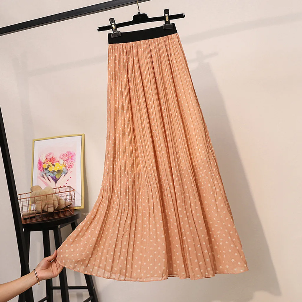 Популярная женская летняя юбка с высокой талией и принтом, Повседневная шифоновая облегающая юбка, прямая покупка, юбка, faldas mujer moda Wd4