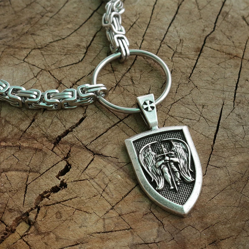 Мужское ожерелье Archangel St.Michael Protect Me Saint Shield подвеска с цепочкой из нержавеющей