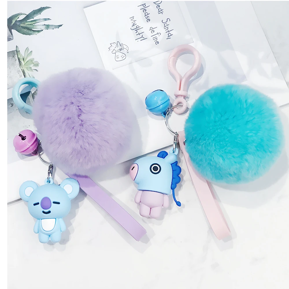 

llaveros kawaii keychain Fur Ball Plush Keychain koya KPOP Keychain Chimmy bag Key ring Holder tata Handbag Charm For boys girls