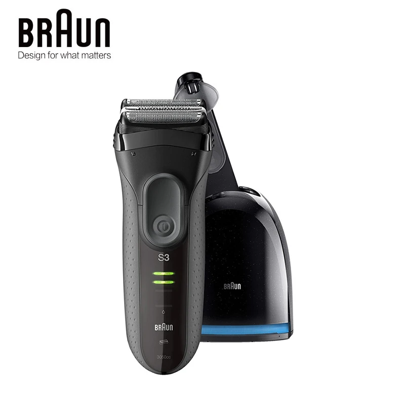 Электрическая бритва Braun Series 3 для мужчин 3050cc для всего тела, моющаяся, возвратно-поступательная бритва с 3 лезвиями, бритва с автоматическим центром очистки