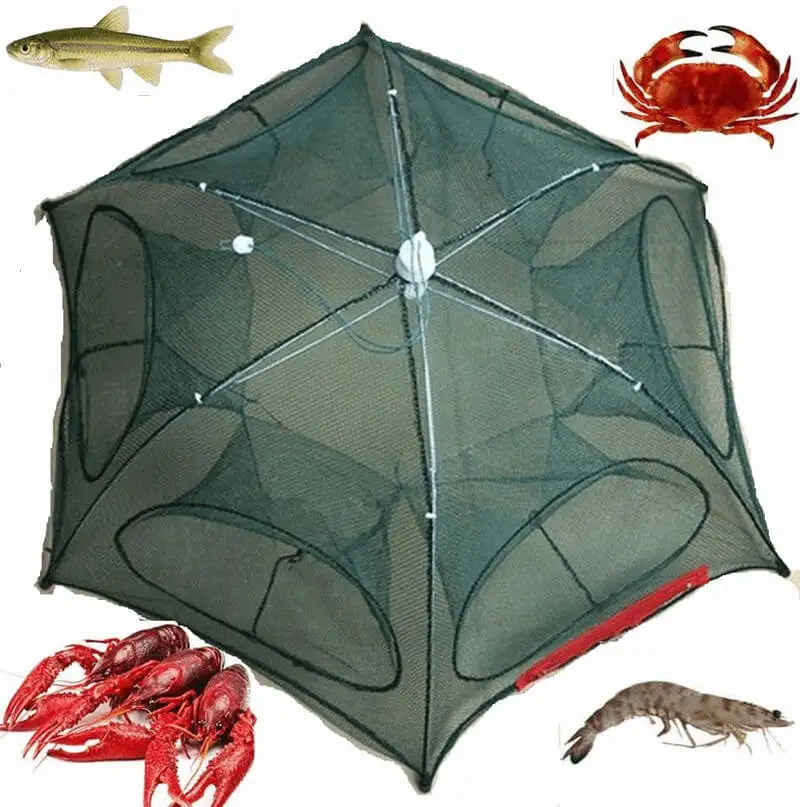 Foldable Crab Net Trap Cast Dip Cage Fishing Bait Fish Minnow Shrimp & Crawfish 