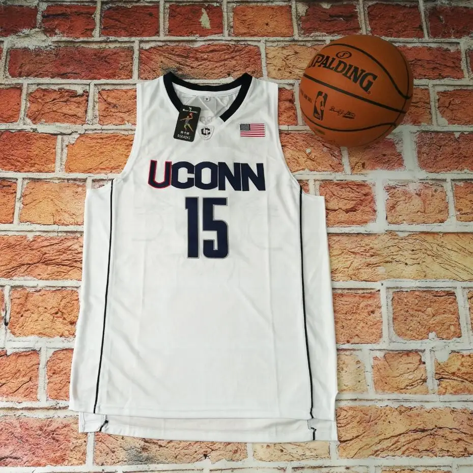 2017 New Uconn 15 Huskies Kemba Walker Home White Basketball Jersey For Men Embroidery Logos