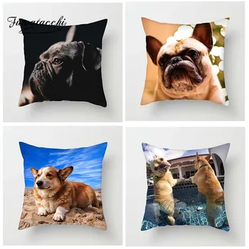 

Fuwatacchi Cute Corgi Cushion Cover For Sofa Bed Decor Various Dogs Throw Pillow Cover Animal Photos Decorative Pillowcases