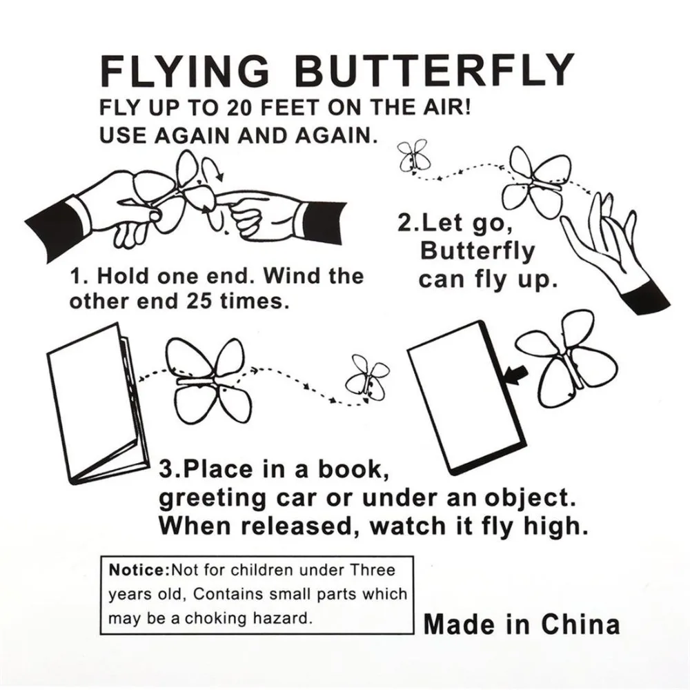 Flying Butterfly Classic Wind Up Butterfly Close Up Magic Set of Fun Toy or Romatic Wedding (7)