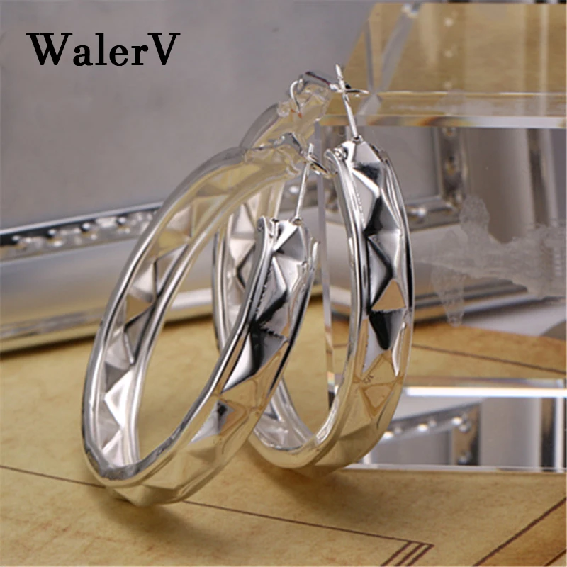 

WalerV 2018 for Women Set Retro Wind Personality Woman Long Big Earrings 925 Silver Circle Prom Party.jewelry Earrings Gift