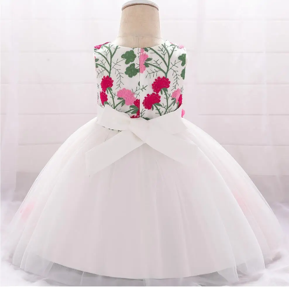 New infant Baby Girl Dress flower Baptism Dresses for Girls one years birthday party wedding baby clothes full moon dress