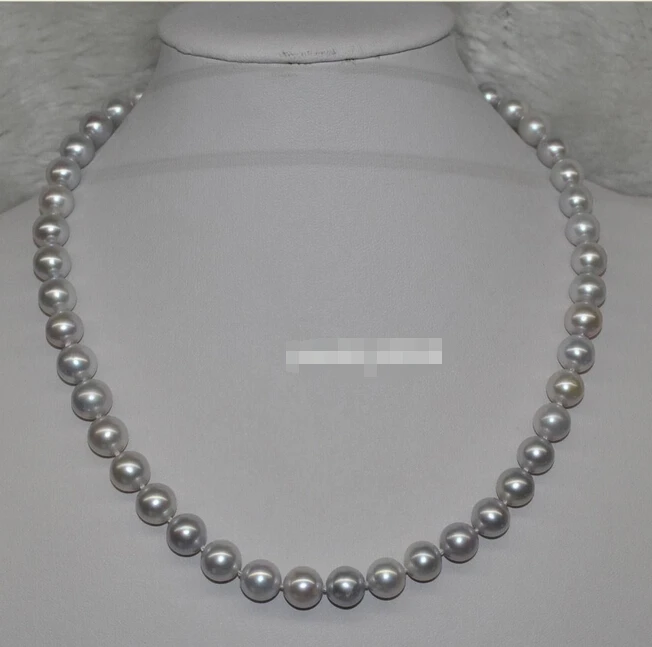 

Wholesale FREE SHIPPING >>> GORGEOUS! Natural Rare gray 9-10mm round cultured Pearl Necklace J793