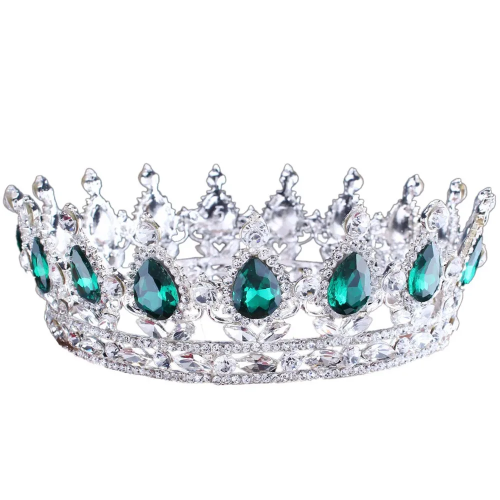 

Women headdress prom wedding party shiny rhinestone hair jewelry luxury vintage baroque queen king brid crown alloy bridal tiara